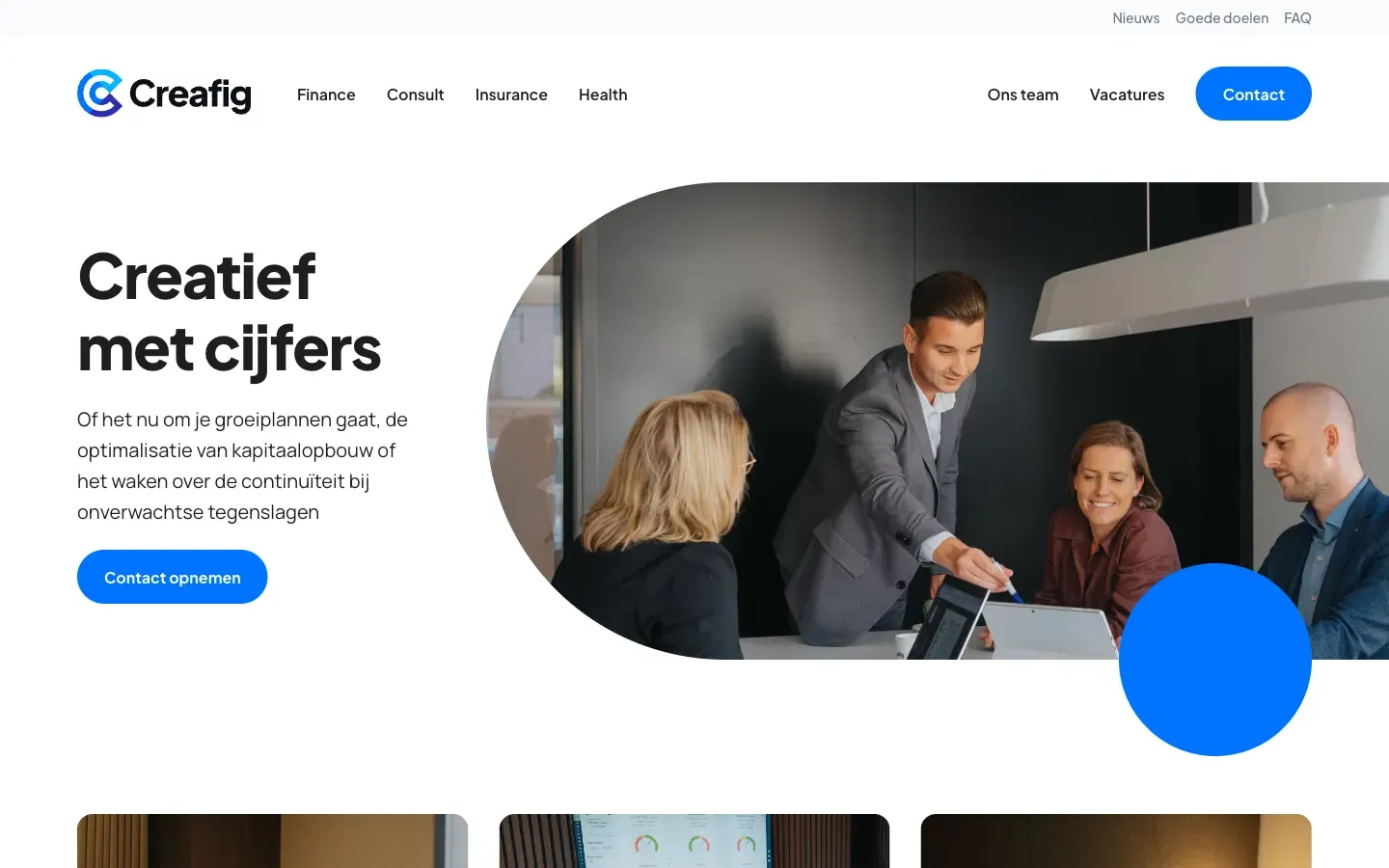 Website voor Creafig, gebouwd door Mediamast