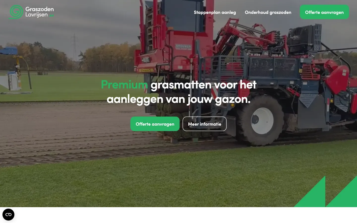Website voor Graszoden Lavrijsen, gebouwd door Mediamast