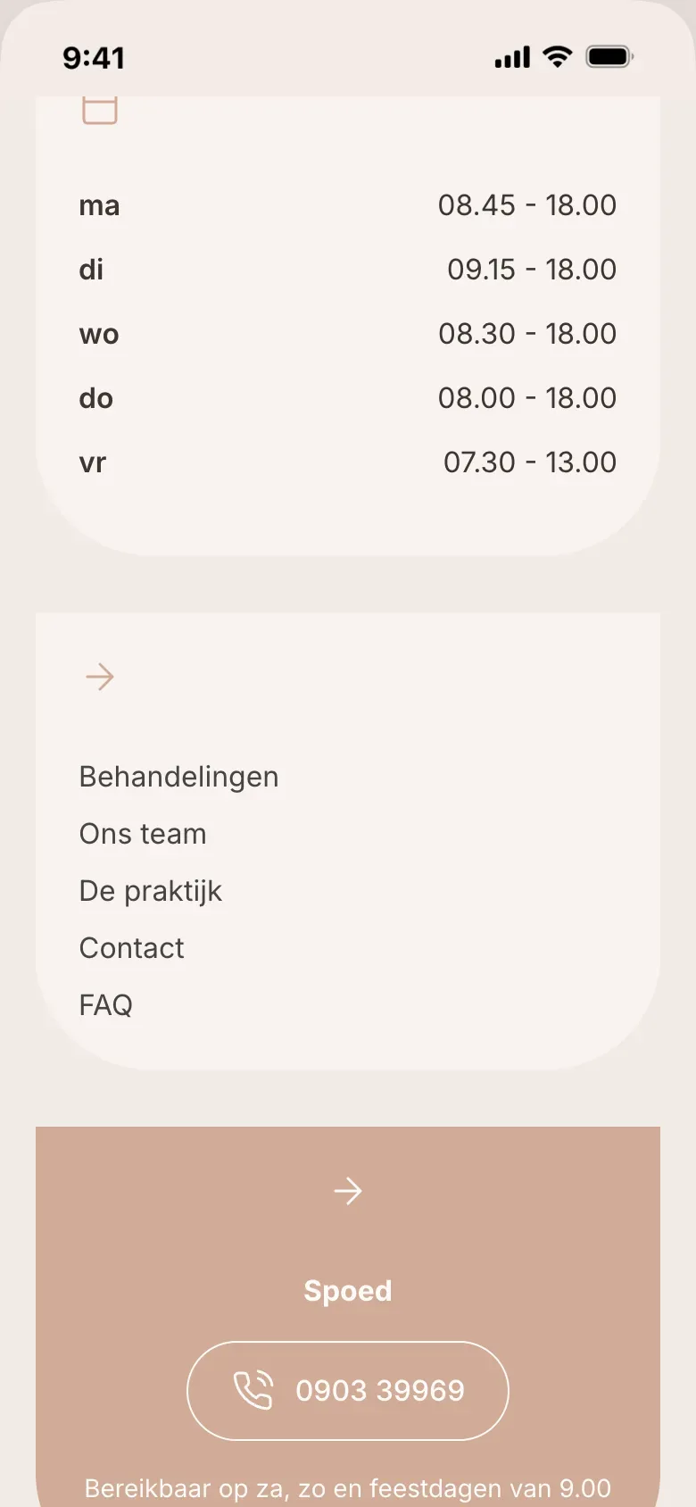 Openingsuren en het spoednummer voor het weekend op gsm