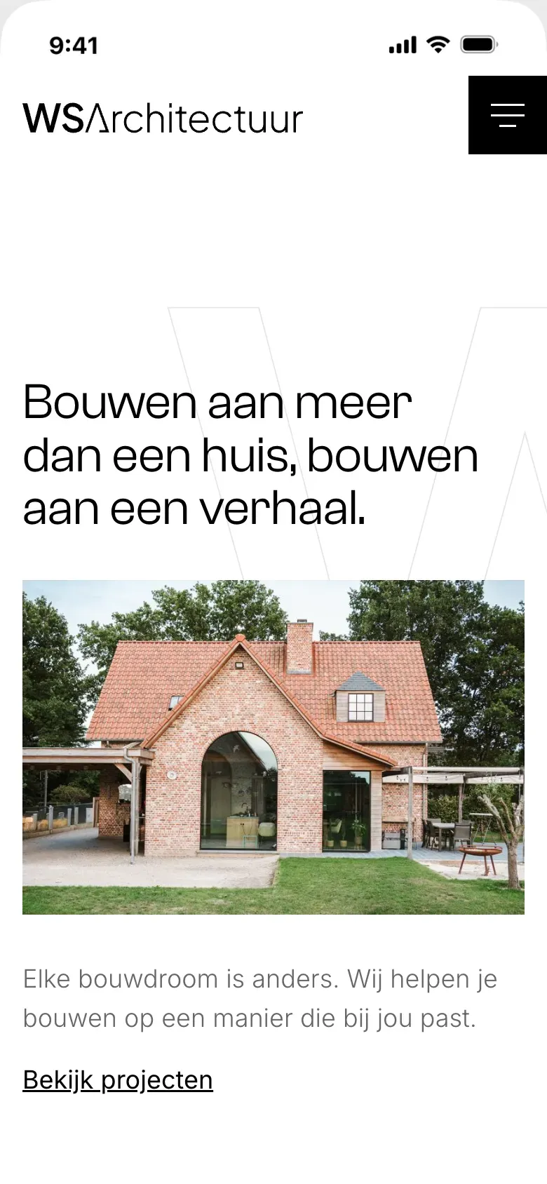 De homepagina van ws-architectuur.be op gsm