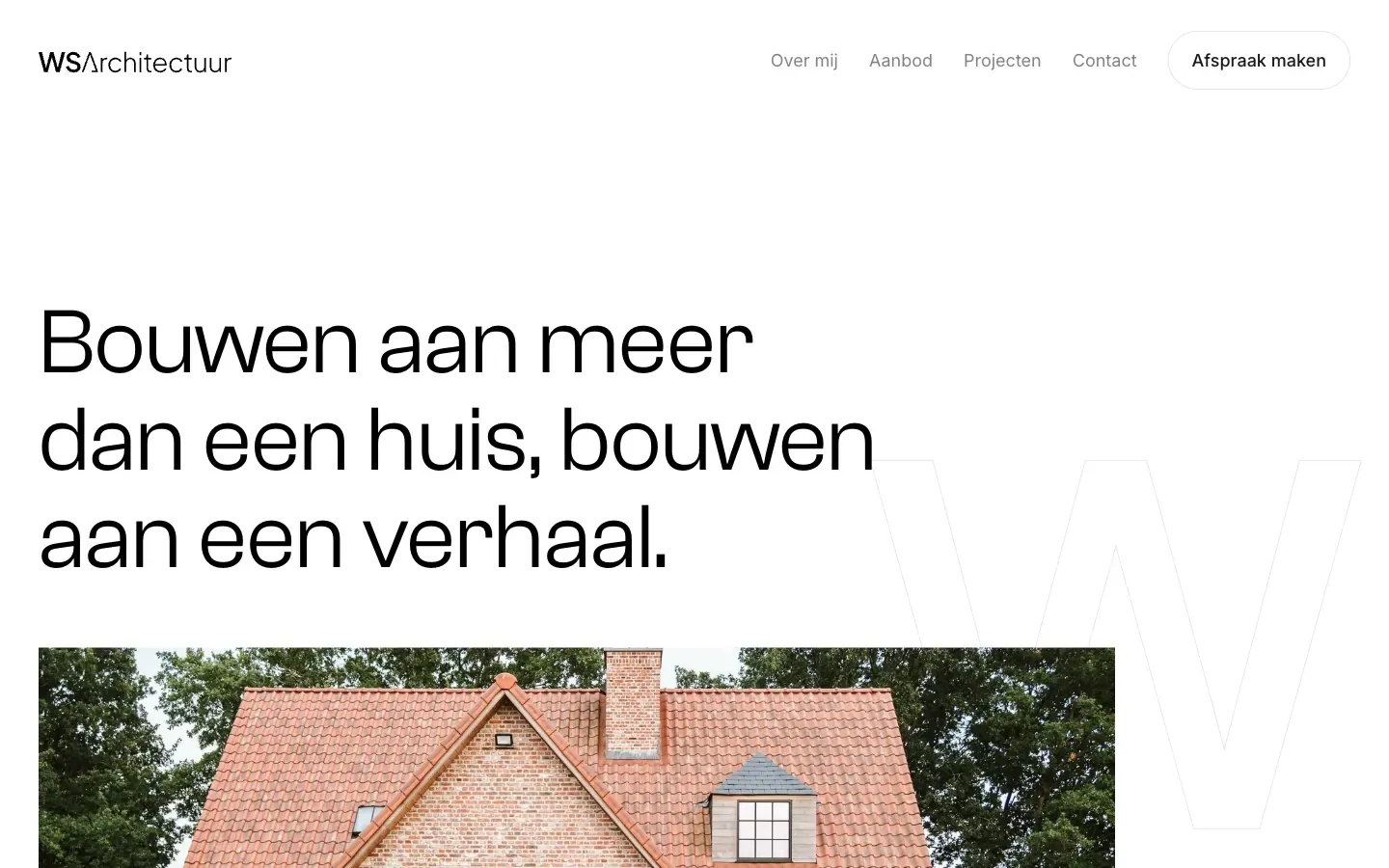 Website voor WS Architectuur, gebouwd door Mediamast